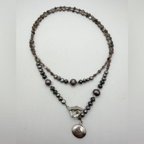 33" SILPADA N1784 Sterling Silver, Hematite, pearl, glass seed bead necklace! - Picture 10 of 13
